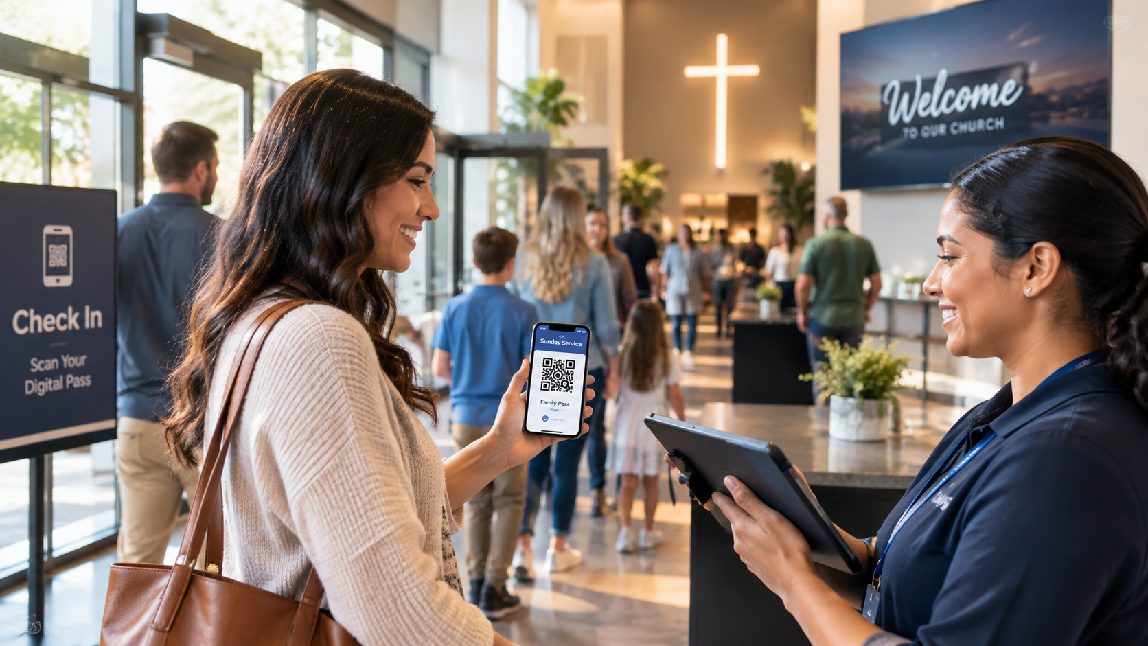 Member using mobile church pass